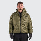 BTO Anonymous Attire masked puffer jacket with full zip hood, black