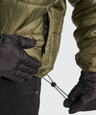 BTO Anonymous Attire masked puffer jacket with full zip hood, army green