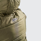 BTO Anonymous Attire masked puffer jacket with full zip hood, army green