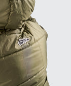 BTO Anonymous Attire masked puffer jacket with full zip hood, army green