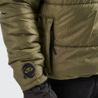 BTO Anonymous Attire masked puffer jacket with full zip hood, army green