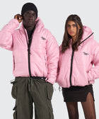 BTO Anonymous Attire masked puffer jacket with full zip hood, pink