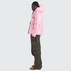 BTO Anonymous Attire masked puffer jacket with full zip hood, pink