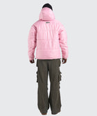 BTO Anonymous Attire masked puffer jacket with full zip hood, pink