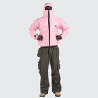 BTO Anonymous Attire masked puffer jacket with full zip hood, pink