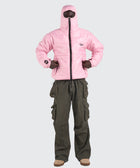 BTO Anonymous Attire masked puffer jacket with full zip hood, pink