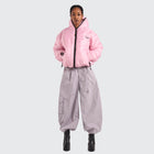 BTO Anonymous Attire masked puffer jacket with full zip hood, pink