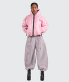 BTO Anonymous Attire masked puffer jacket with full zip hood, pink