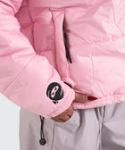 BTO Anonymous Attire masked puffer jacket with full zip hood, pink