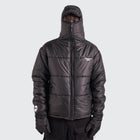 BTO Anonymous Attire masked puffer jacket with full zip hood, black