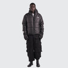 BTO Anonymous Attire masked puffer jacket with full zip hood, black