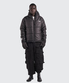 BTO Anonymous Attire masked puffer jacket with full zip hood, black