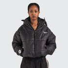 BTO Anonymous Attire masked puffer jacket with full zip hood, black