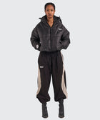 BTO Anonymous Attire masked puffer jacket with full zip hood, black