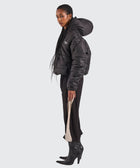 BTO Anonymous Attire masked puffer jacket with full zip hood, black