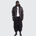 BTO Anonymous Attire masked puffer jacket with full zip hood, black