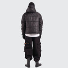 BTO Anonymous Attire masked puffer jacket with full zip hood, black