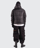BTO Anonymous Attire masked puffer jacket with full zip hood, black
