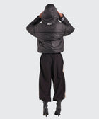 BTO Anonymous Attire masked puffer jacket with full zip hood, black