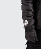 BTO Anonymous Attire masked puffer jacket with full zip hood, black