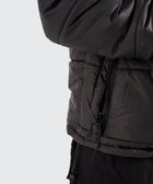 BTO Anonymous Attire masked puffer jacket with full zip hood, black