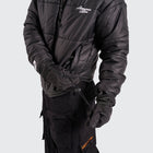 BTO Anonymous Attire masked puffer jacket with full zip hood, black