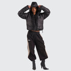 BTO Anonymous Attire masked puffer jacket with full zip hood, black