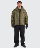 BTO Anonymous Attire masked puffer jacket with full zip hood army