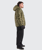 BTO Anonymous Attire masked puffer jacket with full zip hood, black
