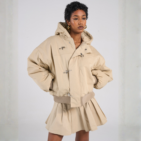 Humble Embroidered Firemen's Clasp Jacket - Beige