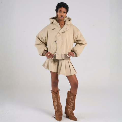 Humble Embroidered Firemen's Clasp Jacket - Beige