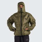 BTO Anonymous Attire masked puffer jacket with full zip hood, black