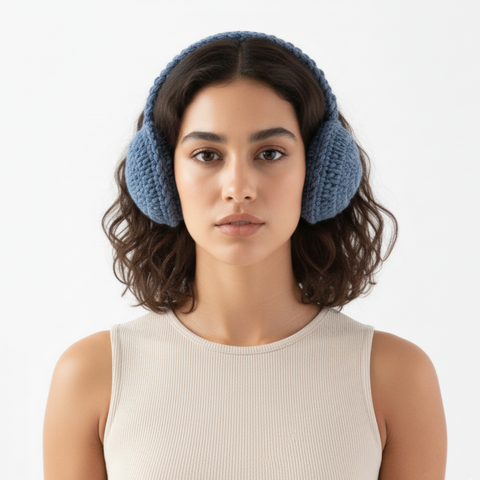 Handmade crochet earmuffs by BROWNTOAST crafted from soft yarn. Cozy, colorful winter accessory available in six unique colorways.