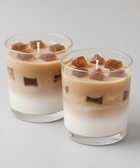 BROWNTOAST Iced Latte Candle — realistic handcrafted coffee-scented candle made to look like an iced latte. Part of the Dopamine Decor lifestyle drop.