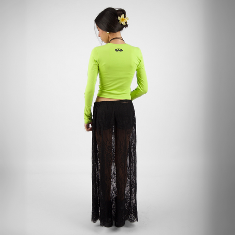 Sabah El Tofah Morning Market baby tee – in brat green with black silk-screen front print, BTX x Nada Sultan