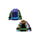 Unisex handmade Hobo Beanie by BROWNT0AST crafted from recycled scrap yarn. Colorful, eco-friendly, zero-waste design available in two colorways.