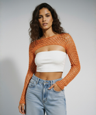 Women’s handmade crochet sleeves by BROWNT0AST, made from premium hand-dyed cotton yarn. Lightweight layering accessory for stylish seasonal looks.
