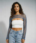 Women’s handmade crochet sleeves by BROWNT0AST, made from premium hand-dyed cotton yarn. Lightweight layering accessory for stylish seasonal looks.