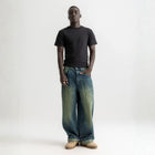 Men’s basic fitted t-shirt in black, front view showcasing slim fit and minimalist design