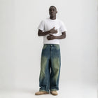 Men’s basic fitted t-shirt in white, front view showcasing slim fit and minimalist design