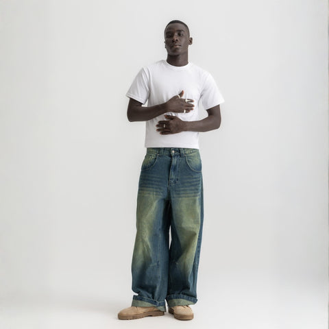 Men’s basic fitted t-shirt in white, front view showcasing slim fit and minimalist design