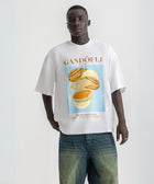 Oversized white t-shirt with bold Gandofli illustration, 100% cotton.