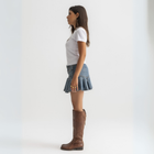 Women’s cropped white baby tee in cotton-lycra with bold grungy BTO logo on chest.