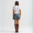 Women’s cropped white baby tee in cotton-lycra with bold grungy BTO logo on chest.