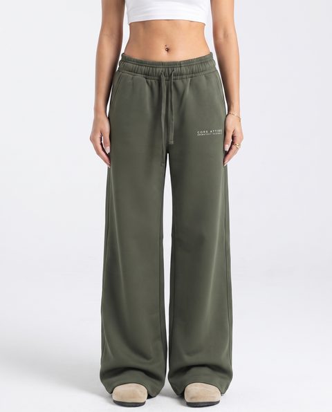 CORE 1.0 - Lightweight Flared Sweats - Olive Green