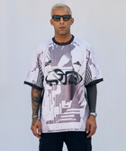 Horoob / escapisom Jersey from Cairo (Un)Censored – unisex oversized fit with embroidered details white, grey and black design by BTX x Malak Ghoneim