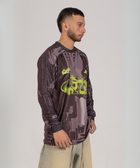 Horoob / escapism long sleeve Jersey from Cairo (Un)Censored – unisex oversized fit with embroidered details green, grey and black design by BTX x Malak Ghoneim