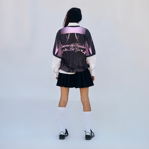 Horreya / Freedom Jersey from Cairo (Un)Censored – unisex oversized fit with vinyl front print, embroidered details pink and black design by BTX x Malak Ghoneim