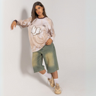 horreya / freedom long sleeve Jersey from Cairo (Un)Censored – unisex oversized fit with vinyl detailing and embroidered details beige, white and brown design by BTX x Malak Ghoneim