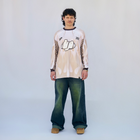 horreya / freedom long sleeve Jersey from Cairo (Un)Censored – unisex oversized fit with vinyl detailing and embroidered details beige, white and brown design by BTX x Malak Ghoneim